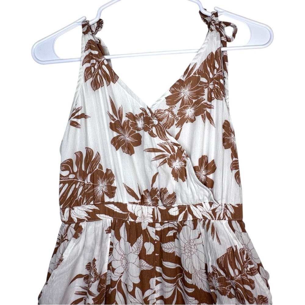 American Eagle Women's Cotton Palm Print Brown Jumpsuit Size S - Picture 3 of 7